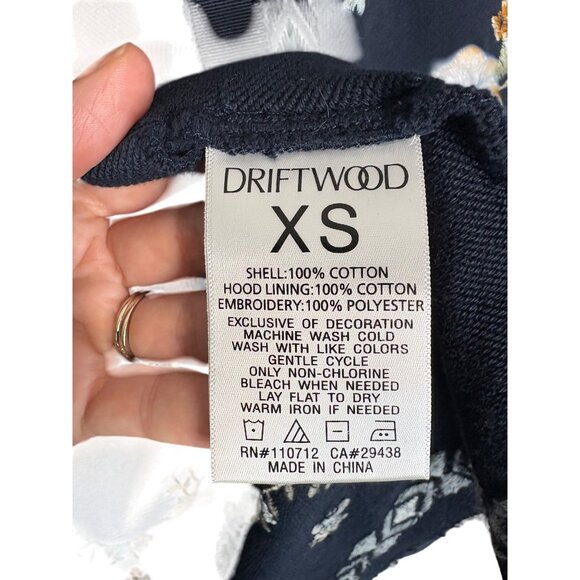Driftwood Shelly Floral Embroidered Hooded Sweater-sz XS - Picture 6 of 13